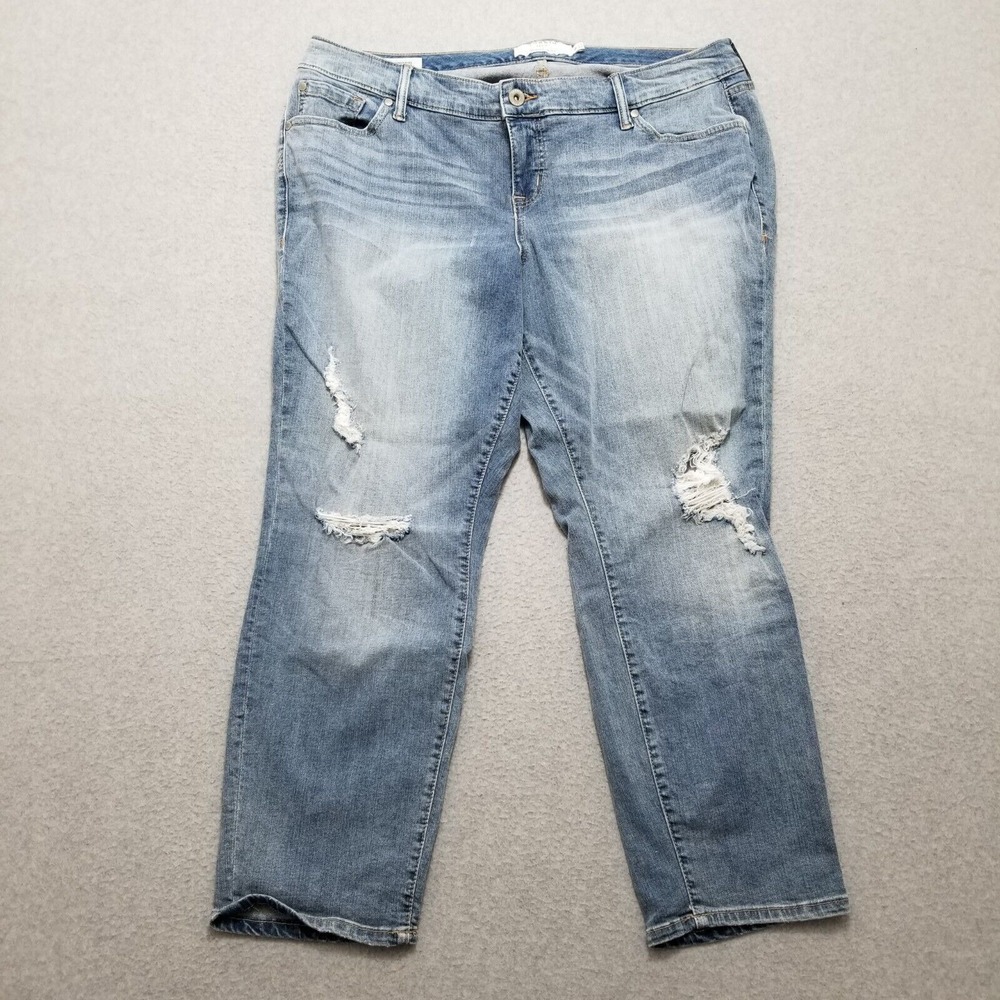 Torrid Jeans Womens 18 Blue Denim Boyfriend‎ 40x27 Stretchy Distressed